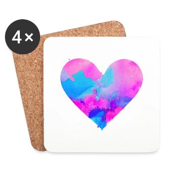 Fête des mères Saint-Valentin Amour Mariage Fiançailles - Dessous de verre (lot de 4) - blanc - Devant