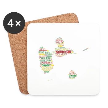 Guadeloupe 971 Map Antilles Island France Gwada - Coasters (set of 4) - white - Front