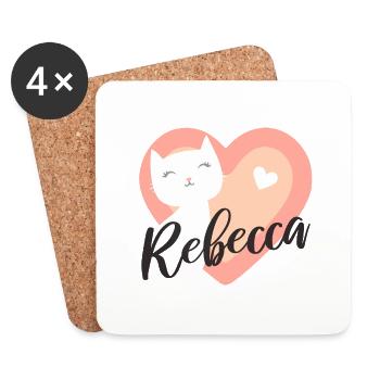 Rebecca Surname First Name Kitten - Coasters (set of 4) - white - Front