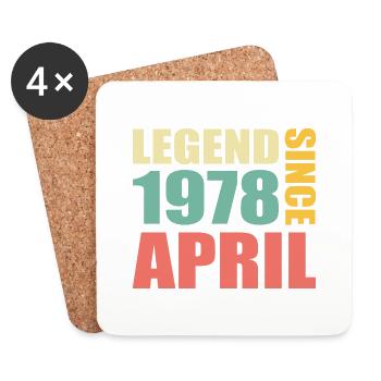 45e anniversaire Avril Né 1978 Idée cadeau - Dessous de verre (lot de 4) - blanc - Devant