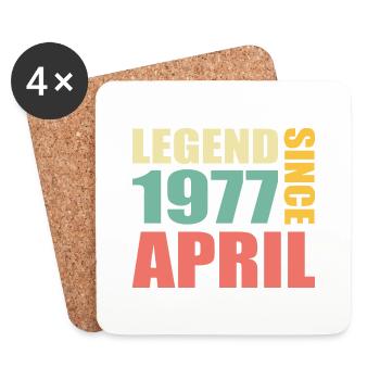 46. Geburtstag April Jahrgang 1977 Geschenkidee - Untersetzer (4er-Set) - Weiß - Vorne