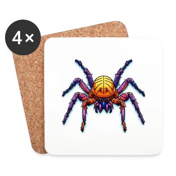 Animal comme araignée domestique colorée et colorée - Dessous de verre (lot de 4) - blanc - Devant
