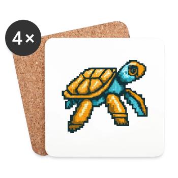 Tortue de mer dans des graphismes 8 bits nostalgiques - Dessous de verre (lot de 4) - blanc - Devant