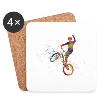BMX-Radfahrer - Untersetzer (4er-Set) - Weiß - Vorne