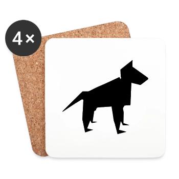 Dog Silhouette Dog Owner Cadeau - Dessous de verre (lot de 4) - blanc - Devant