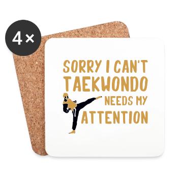 Sorry I Can't, Taekwondo Needs My Attention 2 - Untersetzer (4er-Set) - Weiß - Vorne