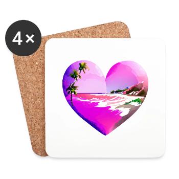 Sommerurlaub Strand Sonne Palme Insel Palmen - Untersetzer (4er-Set) - Weiß - Vorne