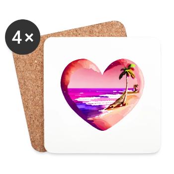 Strand Sonne Sommerurlaub Palme Insel Palmen - Untersetzer (4er-Set) - Weiß - Vorne