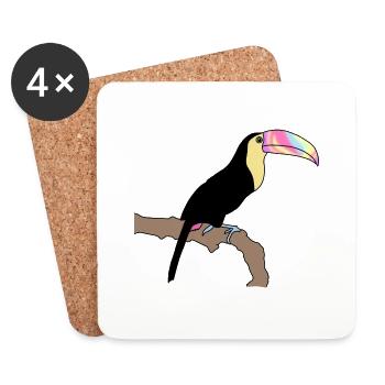 Toucan Tie Dye Version - Coasters (set of 4) - white - Front