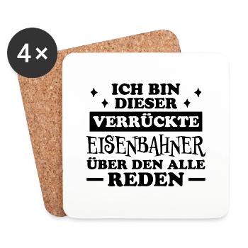 Eisenbahner Spruch Eisenbahn Lokführer Geschenk - Untersetzer (4er-Set) - Weiß - Vorne