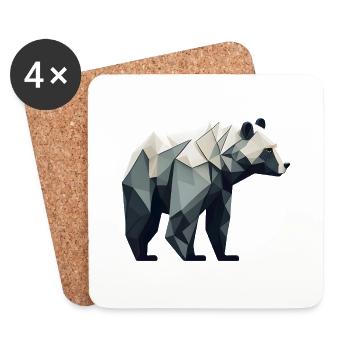 Minimalistischer Bär - Untersetzer (4er-Set) - Weiß - Vorne