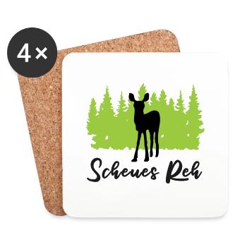 "Scheues Reh: Anmutige Zurückhaltung" - Untersetzer (4er-Set) - Weiß - Vorne