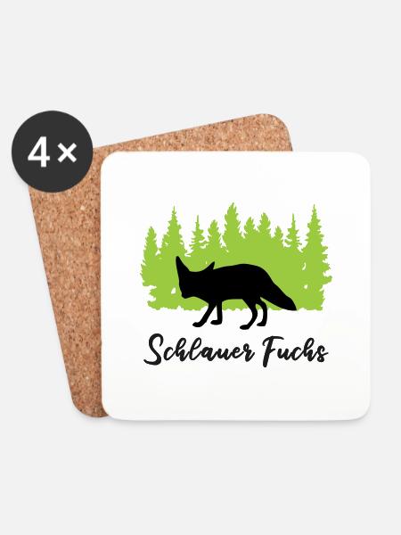 "Schlauer Fuchs: Clevere Listigkeit" - Untersetzer (4er-Set) - Weiß
