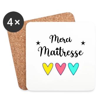 MERCI. MERCI MAÎTRESSE. CADEAU MAÎTRESSE. VACANCES - Dessous de verre (lot de 4) - blanc - Devant