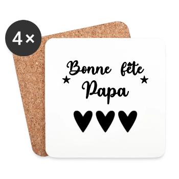 PAPA. FÊTE DES PÈRES. BONNE FÊTE PAPA. BONNE FÊTE - Dessous de verre (lot de 4) - blanc - Devant