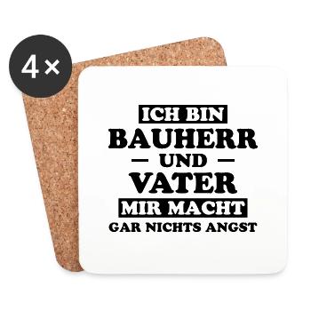 Bauherr Lustiger Spruch Hausbau Richtfest Geschenk - Untersetzer (4er-Set) - Weiß - Vorne