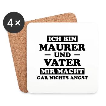 Maurer Lustiger Spruch Baustelle Maurer Geschenk - Untersetzer (4er-Set) - Weiß - Vorne