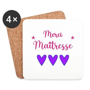 MAÎTRESSE. MAITRE. MERCI. MERCI MAÎTRESSE - Dessous de verre (lot de 4) - blanc - Devant