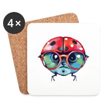 Iza bespectacled ladybug - Coasters (set of 4) - white - Front