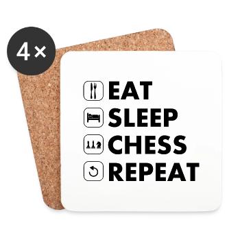 Échecs manger sommeil répéter blanc - Dessous de verre (lot de 4) - blanc - Devant