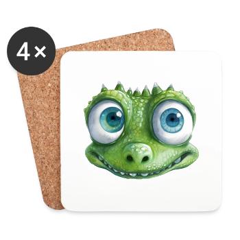 Crocodile Illustration Watercolor - Coasters (set of 4) - white - Front
