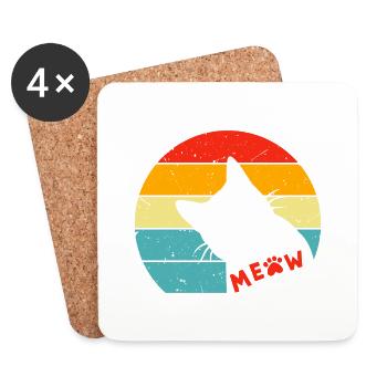 Retro Black Cat 3 - Coasters (set of 4) - white - Front