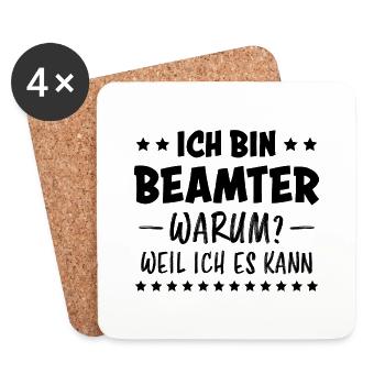 Beamter Lustiger Spruch Verbeamtung Büro Geschenk - Untersetzer (4er-Set) - Weiß - Vorne
