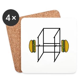 Sport Gym Fitness Hamburger - Untersetzer (4er-Set) - Weiß - Vorne