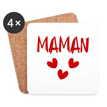 FÊTE DES MÈRES. BONNE FÊTE MAMAN. MAMAN. FÊTE - Dessous de verre (lot de 4) - blanc - Devant