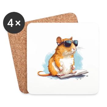 Mel la gerbille - Dessous de verre (lot de 4) - blanc - Devant