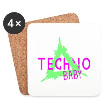 Techno bébé - Dessous de verre (lot de 4) - blanc - Devant