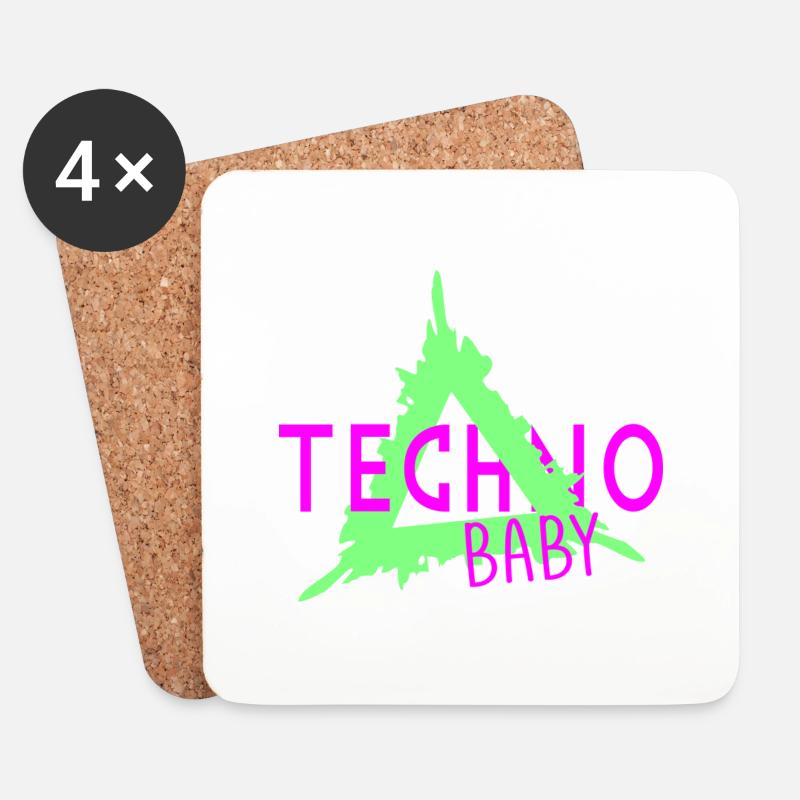 Techno-Baby - Untersetzer (4er-Set) - Weiß
