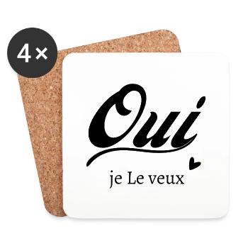 Oui je le veux - Dessous de verre (lot de 4) - blanc - Devant