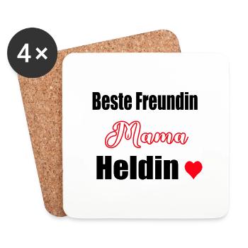 Mama, beste Freundin, Heldin - Untersetzer (4er-Set) - Weiß - Vorne