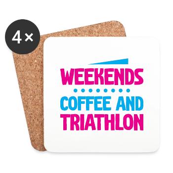 Weekends Coffee And Triathlon 4 - Untersetzer (4er-Set) - Weiß - Vorne