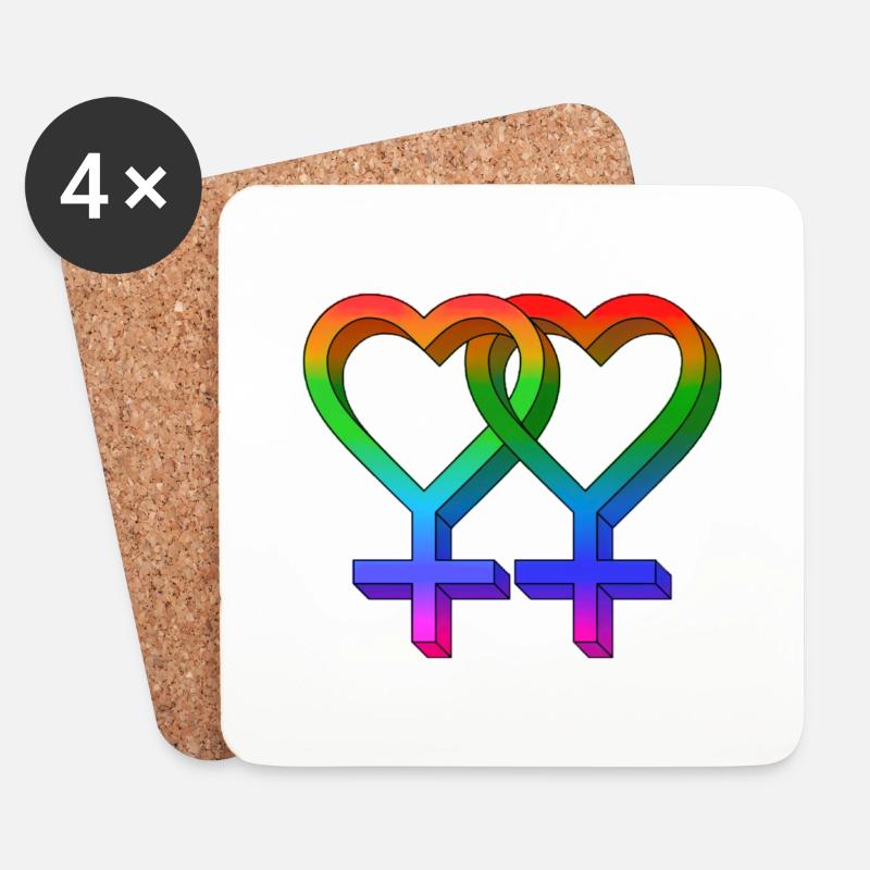 LGBTQ+ LOVE SYMBOL PRIDE - Untersetzer (4er-Set) - Weiß