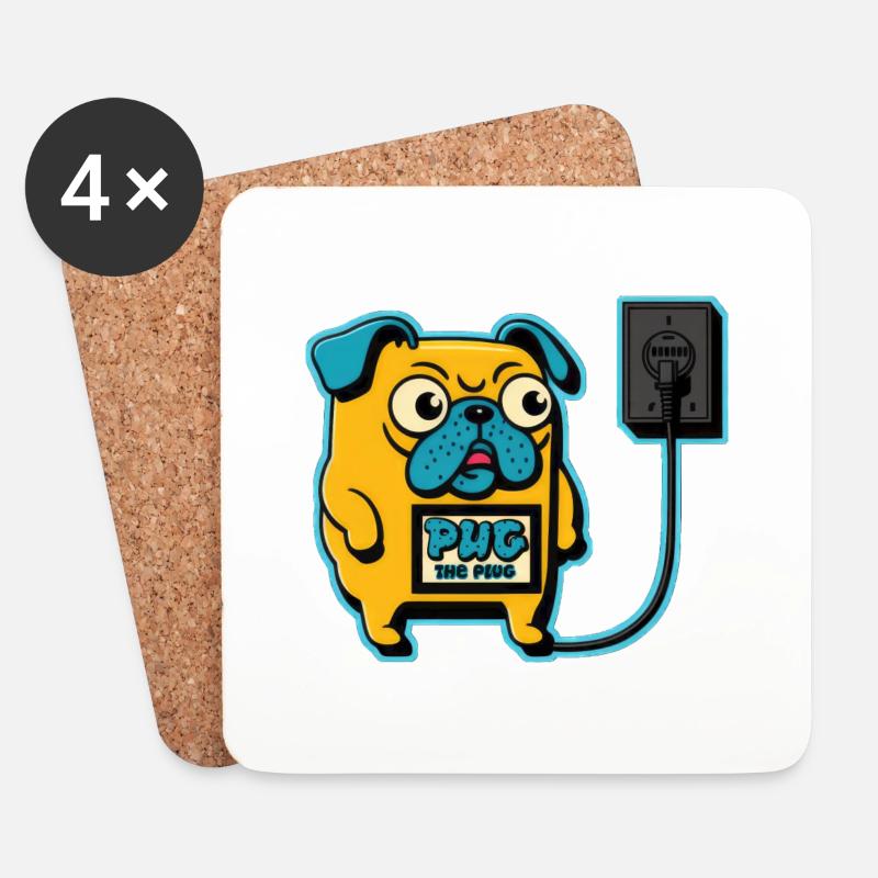 Pug the plug - Coasters (set of 4) - white