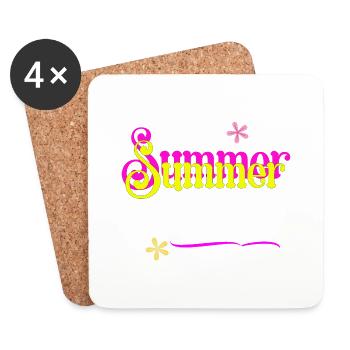 Sommerstart - Summer Vibes - Untersetzer (4er-Set) - Weiß - Vorne