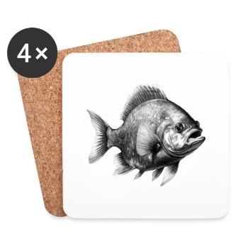 The piranha in pencil n°2 - Coasters (set of 4) - white - Front