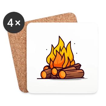 Feu de camp - Dessous de verre (lot de 4) - blanc - Devant