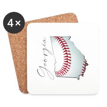 Georgia (USA) | echter Baseball | Landkarte Script - Untersetzer (4er-Set) - Weiß - Vorne