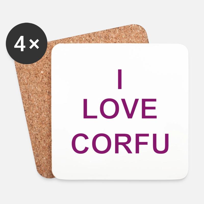 I Love Corfu - Untersetzer (4er-Set) - Weiß