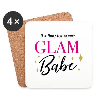 It' time for some glam babe - Makeup Spruch - Coasters (set of 4) - white - Front