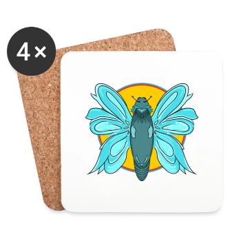 Butterflies are always in - Untersetzer (4er-Set) - Weiß - Vorne