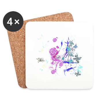 Fleurs,Fleur,Printemps,Fleurs, Abstrait - Dessous de verre (lot de 4) - blanc - Devant