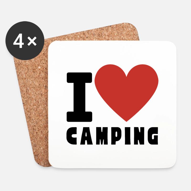 I Love CAMPING - Untersetzer (4er-Set) - Weiß