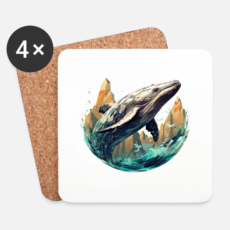 Wal - stylish, modern, abstrakt - Walkunst - Untersetzer (4er-Set) - Weiß