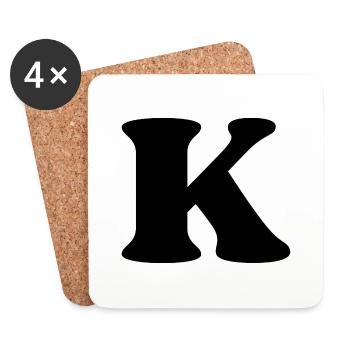 Buchstabe k - Untersetzer (4er-Set) - Weiß - Vorne