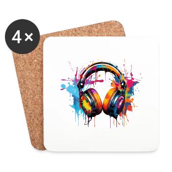 Headphones Graffiti Style - Coasters (set of 4) - white - Front