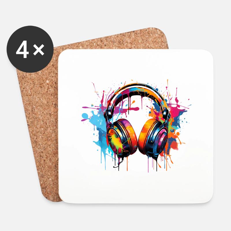 Kopfhörer Graffiti Style - Untersetzer (4er-Set) - Weiß